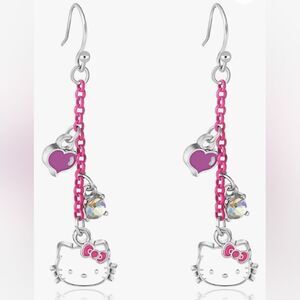 Hello Kitty Sanrio Pink Bow  Dangle Earrings Jewelry Kids Girls My Melody Cat